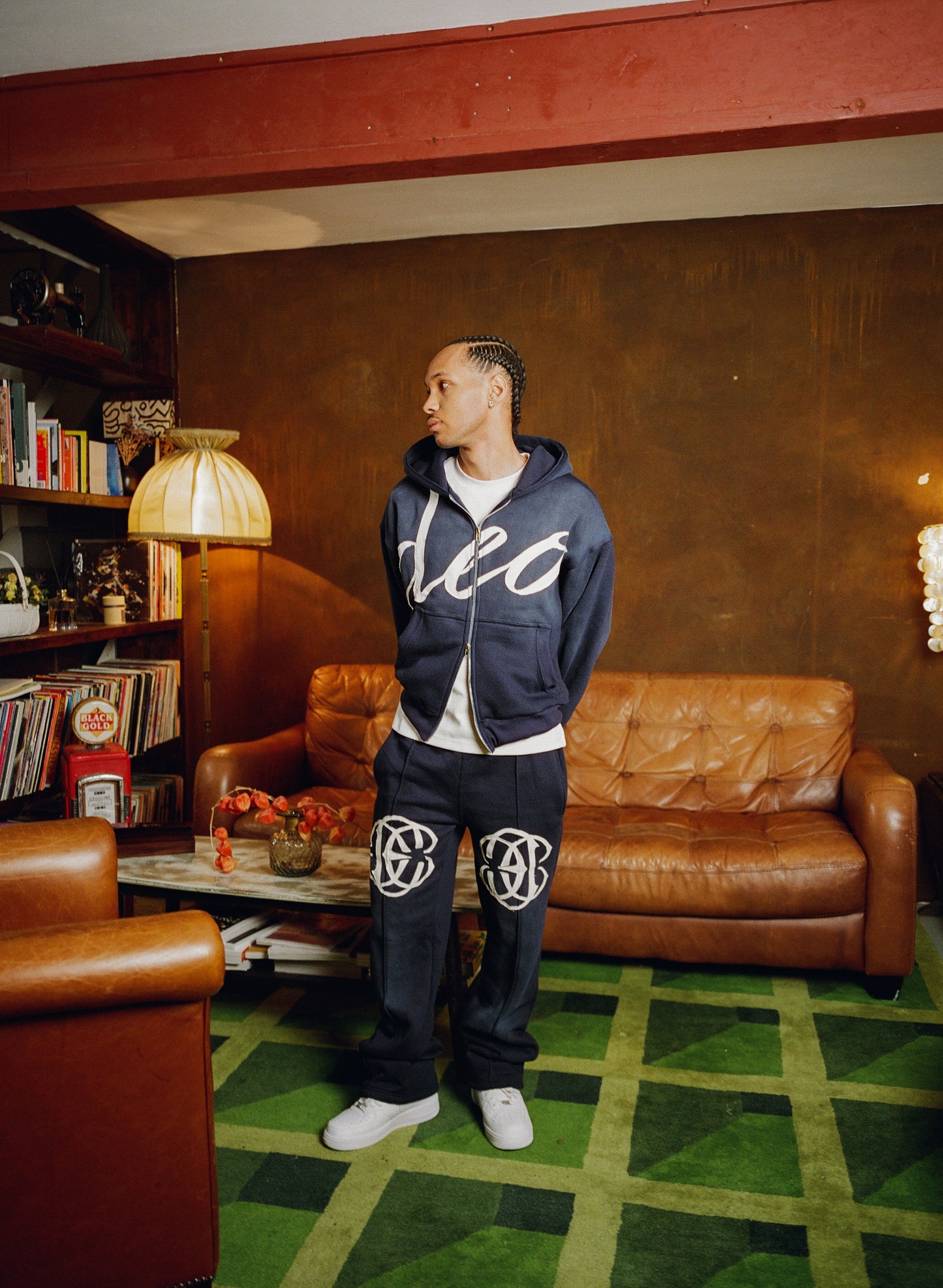 Deo Distressed Hoodie Navy
