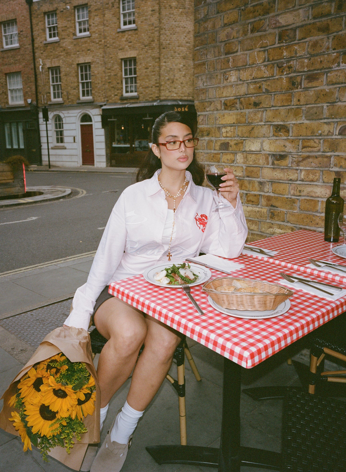 ANGEL PINSTRIPE BUTTON UP