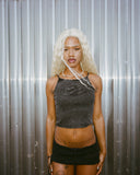 WOMEN'S DISTRESSED LOGO TANK WASHED BLACK