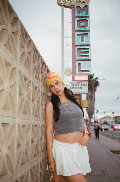 WOMEN'S DISTRESSED LOGO TANK