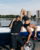 WOMEN'S DISTRESSED LOGO TANK WASHED BLACK