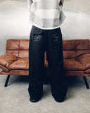 WIDE PLEATED TROUSERS BLACK