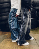 FLORAL ZIP JEANS WASHED BLUE