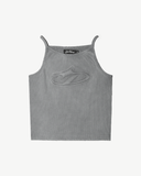 WOMEN'S DISTRESSED LOGO TANK WASHED GREY