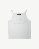 WOMEN'S DISTRESSED LOGO WHITE TANK