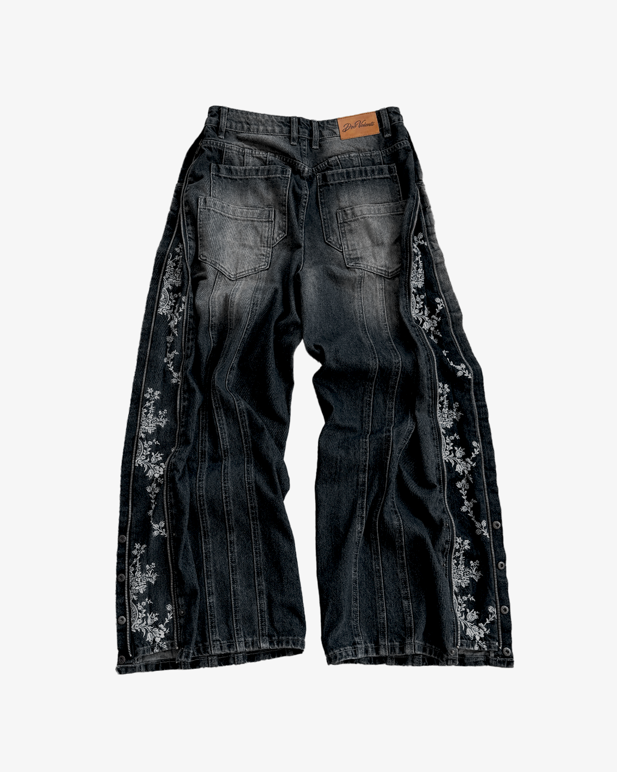 FLORAL ZIP JEANS WASHED BLACK – DeoVolenti FLORAL ZIP JEANS WASHED BLACK – DeoVolenti