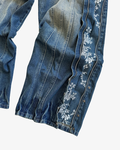 FLORAL ZIP JEANS