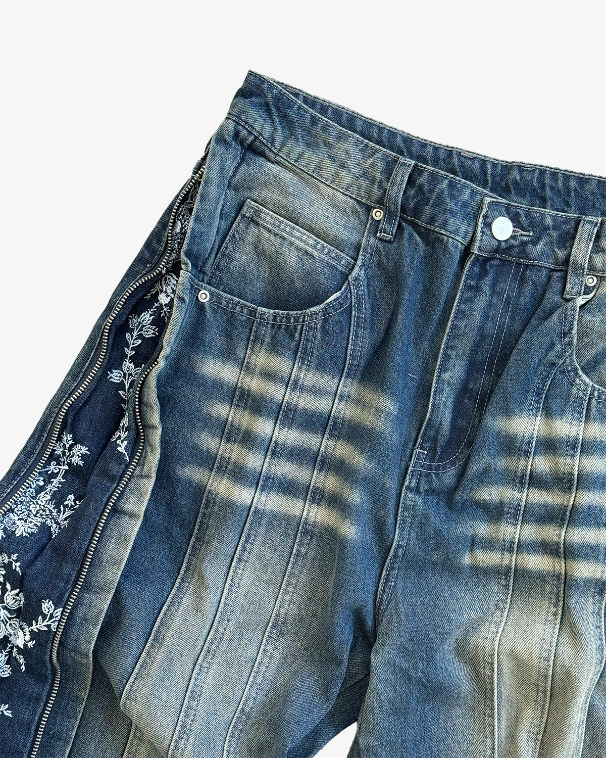 FLORAL ZIP JEANS