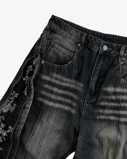 FLORAL ZIP JEANS