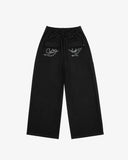 WIDE PLEATED TROUSERS BLACK