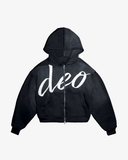DEO DISTRESSED HOODIE WASHED BLACK