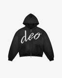 DISTRESSED DEO HOODIE BLACK