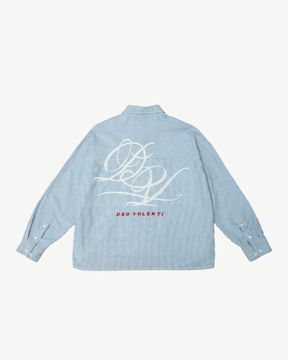 ANGEL PINSTRIPE BUTTON UP