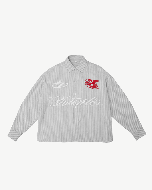 ANGEL PINSTRIPE BUTTON UP