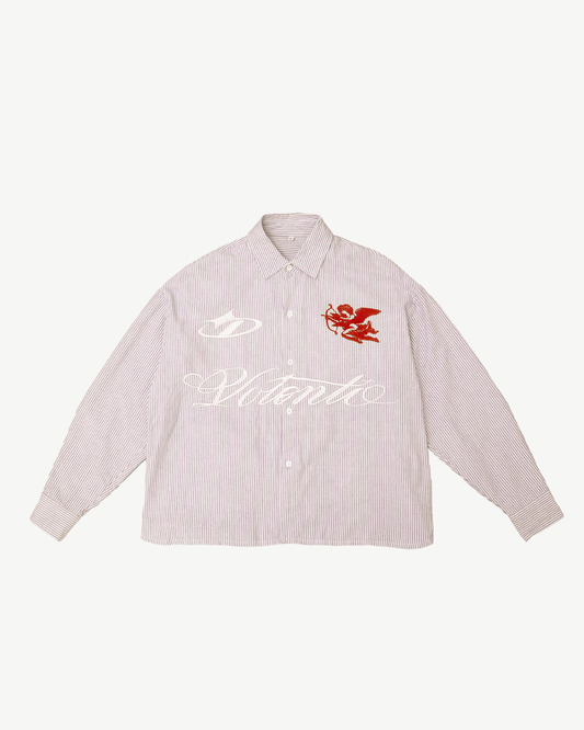 ANGEL PINSTRIPE BUTTON UP
